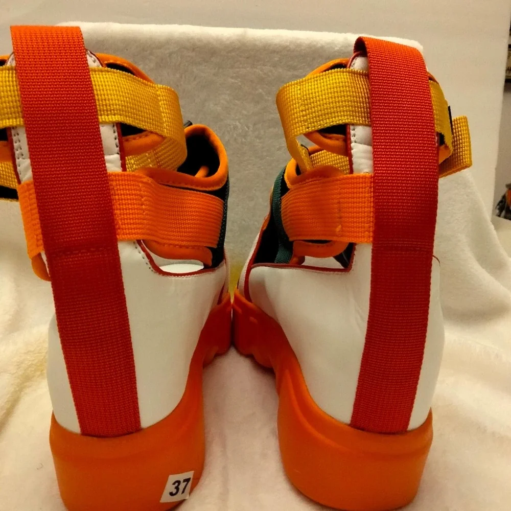 Multicolored chunky ankle strap sandals women size 6.5 - Picture 4 of 7